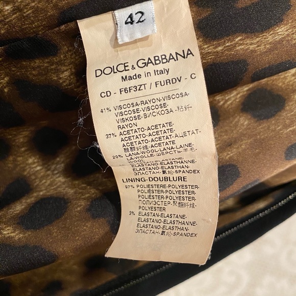 Dolce & Gabbana Long sleeve black with Leopard Trim Cady Dress, size 42, US 4-6 - Picture 14 of 16